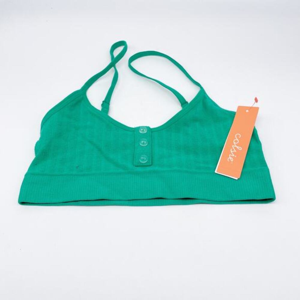 Colsie Women's Plush Ribbed Bra Green‎ Size XS